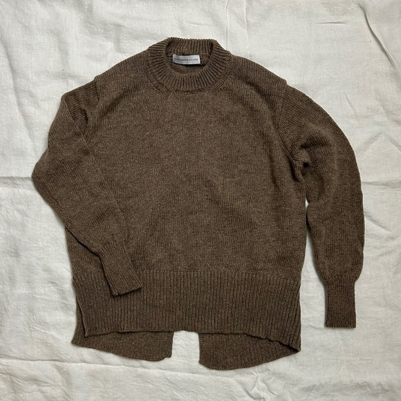 Casual Brown Asymmetrical Knit Sweater - Picture 1 of 9